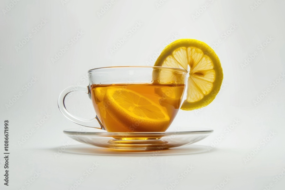 a cup of lemon tea isolated in white background a cup of lemon tea isolated in white background