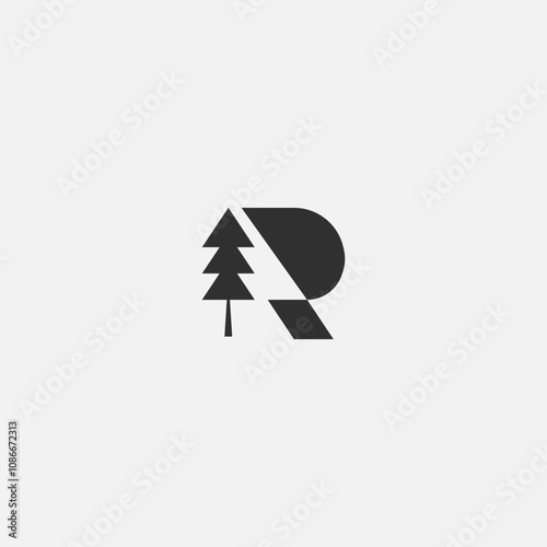 Letter R logo, modern nature architecture, simple, one color