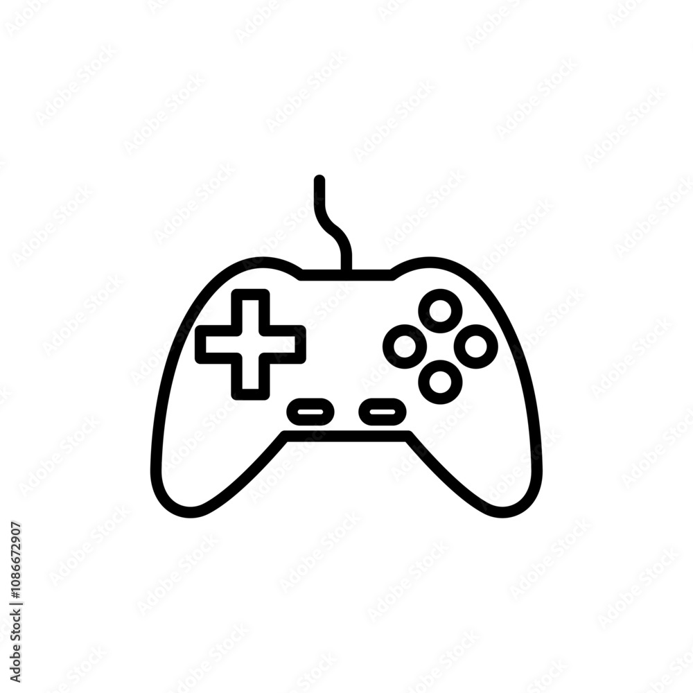 Gaming controller icon linear logo isolated Gaming controller icon linear logo isolated