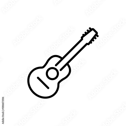 Guitar icon linear logo isolated