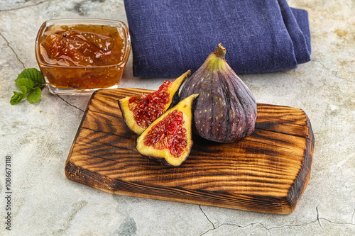 Purple ripe fig with cut