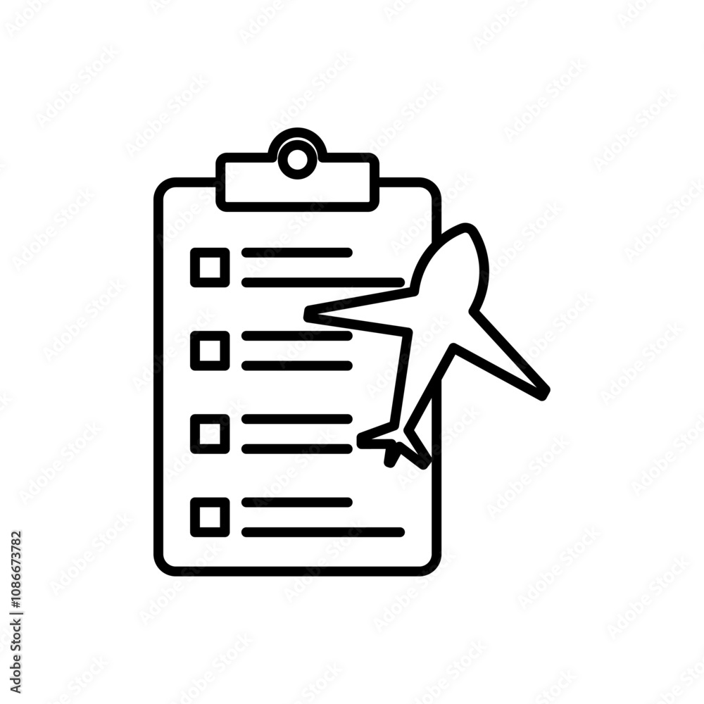 Itinerary icon linear logo isolated Itinerary icon linear logo isolated