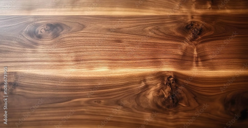 Fototapeta premium A close-up of the rich, dark wood grain texture on an acacia wooden tabletop.