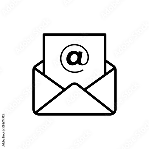 Open email icon linear logo isolated