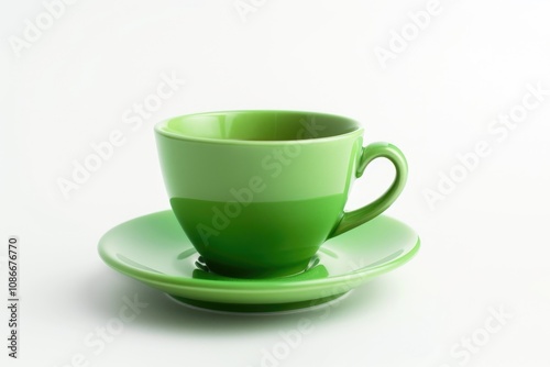 green cup of tea isolated on white