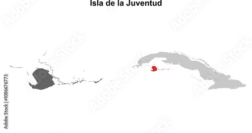 Isla de la Juventud province blank outline map set