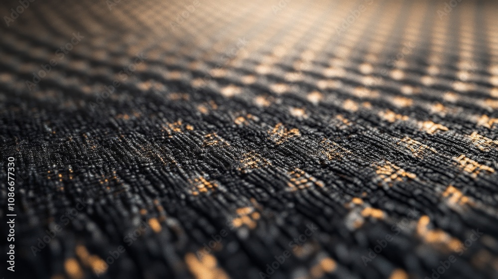 Textured Fabric Surface with Black and Gold Pattern Ideal for Fashion, Interior Design, and Textile Industry Use in Creative Projects and Marketing Materials Textured Fabric Surface with Black and Gold Pattern Ideal for Fashion, Interior Design, and Textile Industry Use in Creative Projects and Marketing Materials