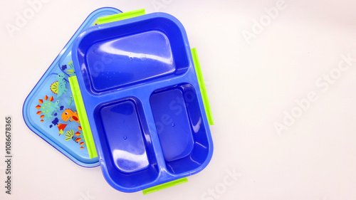 Plastic lunch box isolated on white background