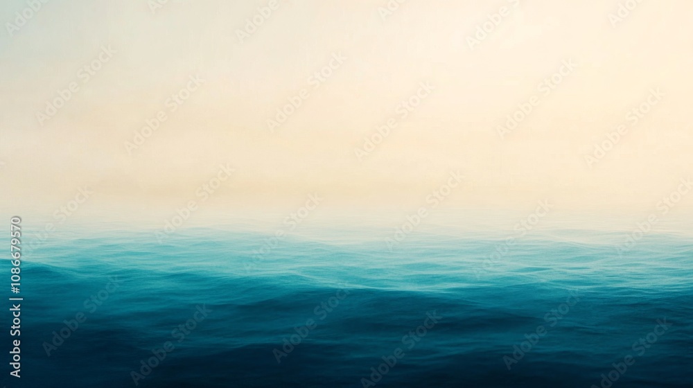 Obraz premium Serene Ocean Waves Under a Soft Horizon with Gentle Tones of Blue and Cream for Relaxation and Tranquility in Nature Photography