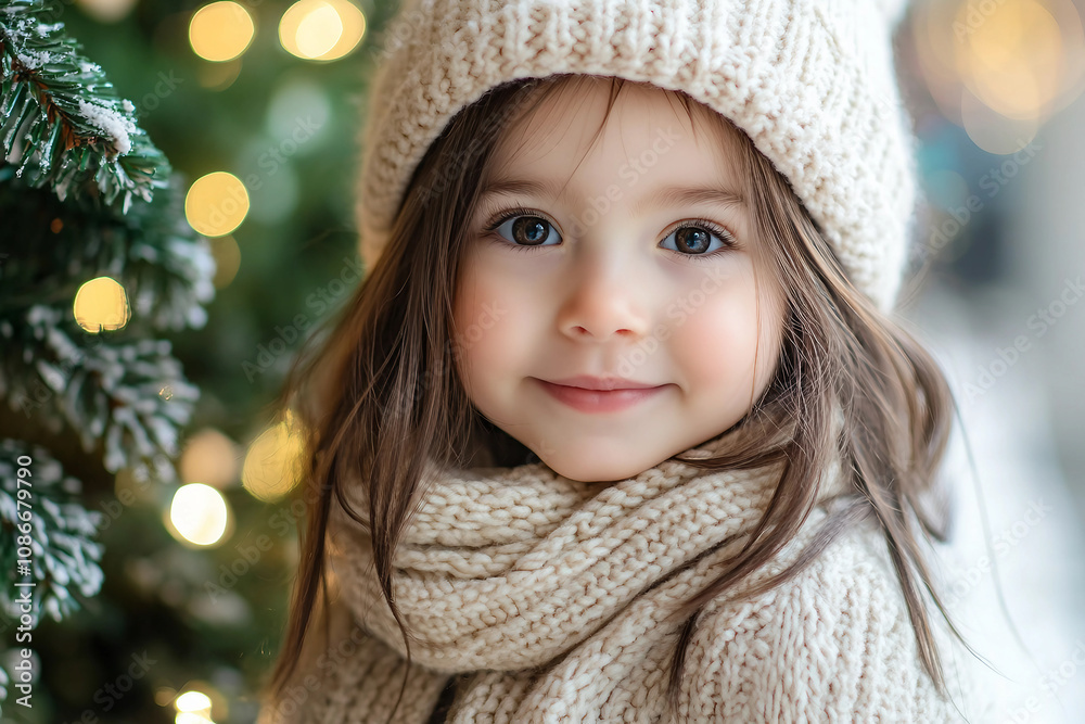 Generative AI image of mother father child couple family together by decorated Christmas tree holiday celebration themes Generative AI image of mother father child couple family together by decorated Christmas tree holiday celebration themes