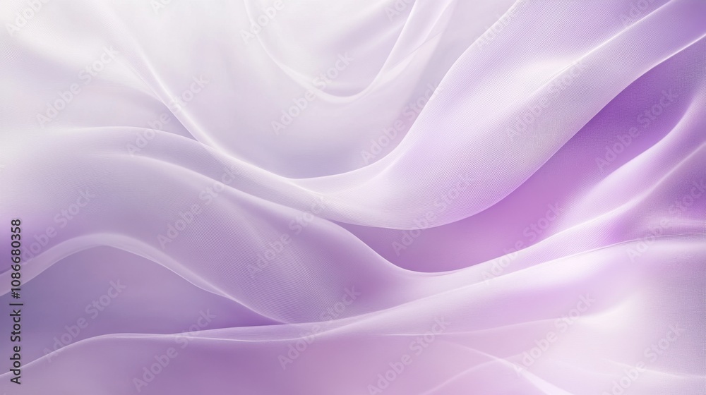 Obraz premium Soft and Ethereal Flowing Fabric Background with Subtle Lavender and White Tones, Perfect for Elegant Design and Text Overlay in Various Creative Projects
