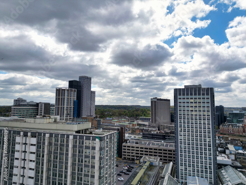 Buildings at West Croydon London Capital City Tour. Central London of England of UK. Aerial Footage Was Captured with Drone's Camera on April 24th, 2024 photo