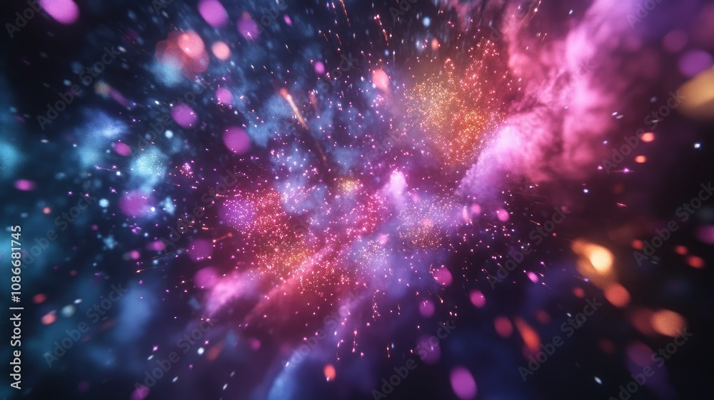 Stunning Visual Representation of Cosmic Space with Vibrant Colors, Sparkling Stars, and Nebula Effects for an Immersive Astronomical Experience