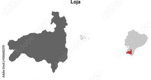 Loja province blank outline map set