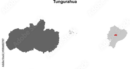 Tungurahua province blank outline map set photo