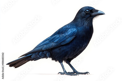 A detailed illustration of a black crow. Ideal for nature, wildlife, and bird-themed projects. photo