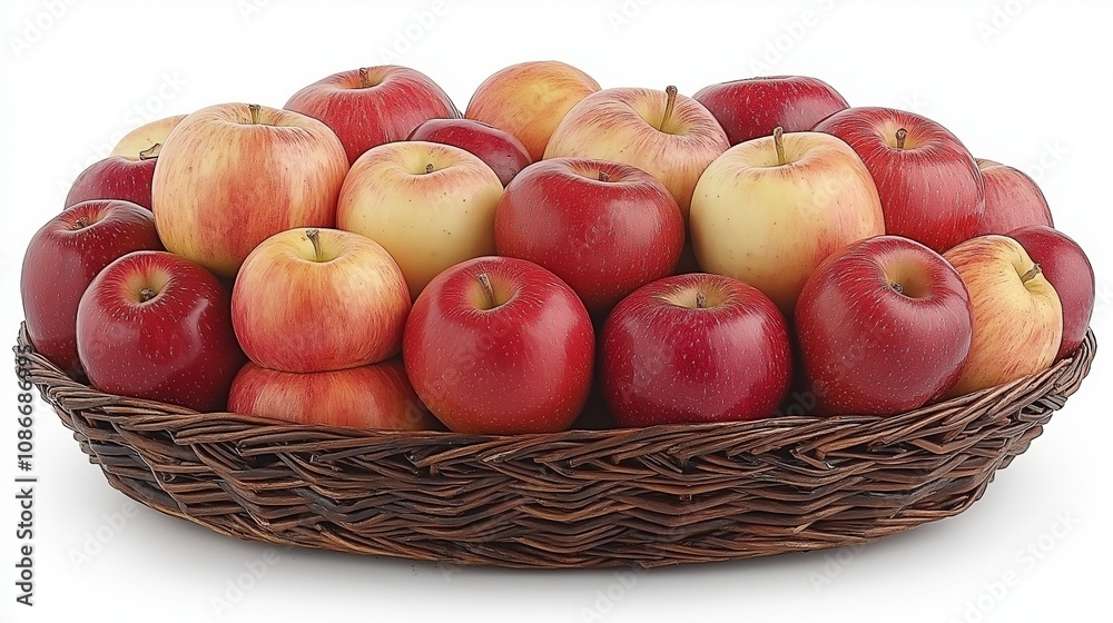 Basket of Fresh Red apple isolated on white background, Basket of Fresh Red apple isolated on white background,