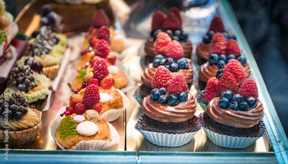 Delicious desserts at the street food show Delicious desserts at the street food show