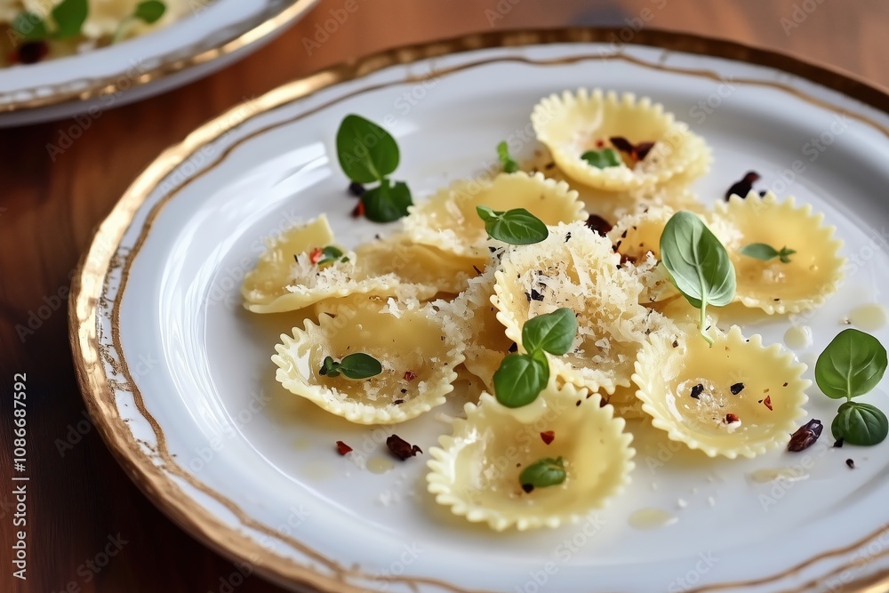 Deliciously Crafted Ravioli with Basil and Parmesan Enhanced by Generative Ai Deliciously Crafted Ravioli with Basil and Parmesan Enhanced by Generative Ai