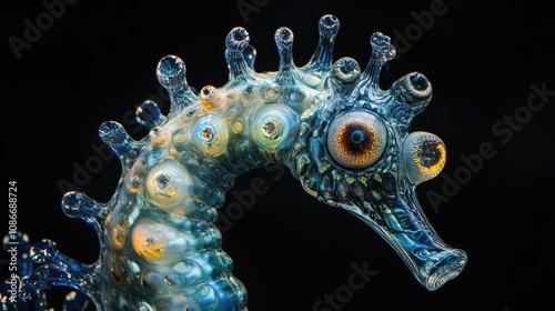 Close-Up of a Glass Seahorse Sculpture photo