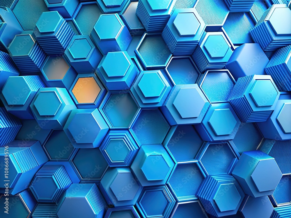 A stylish blue geometric pattern featuring hexagons and oblique lines, perfect for modern designs and creative projects needing a contemporary visual appeal.