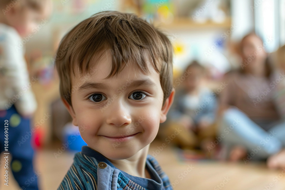 Generative AI Image of Adorable Baby in Daycare Setting Engaging with Colorful Toys and Nanny at Home Generative AI Image of Adorable Baby in Daycare Setting Engaging with Colorful Toys and Nanny at Home