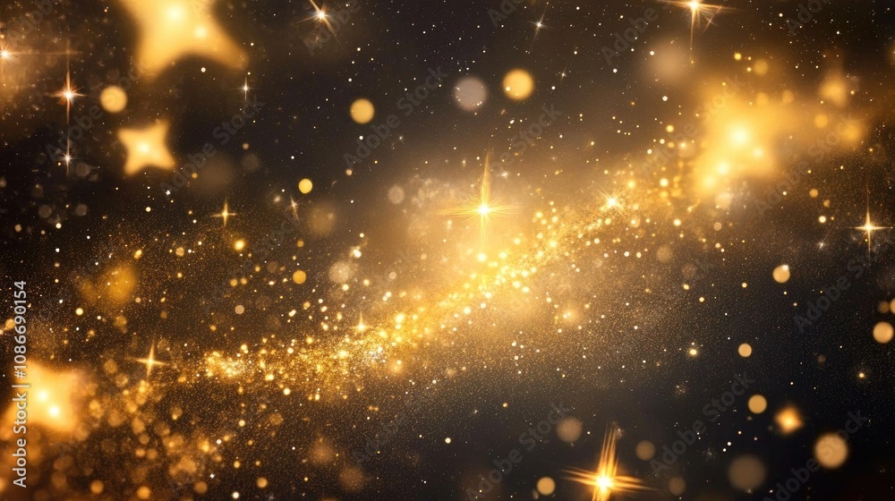 Enchanting illustration of a shimmering starry sky with vibrant golden hues and sparkling stars creating a romantic celestial atmosphere. Enchanting illustration of a shimmering starry sky with vibrant golden hues and sparkling stars creating a romantic celestial atmosphere.