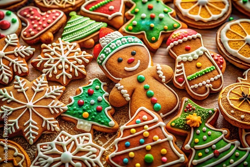 Christmas Gingerbread Cookies Line Art Tilt-Shift Photography