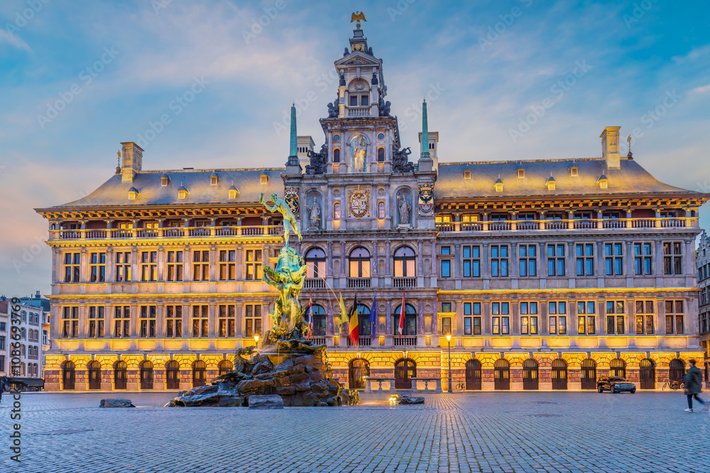 Fototapeta premium Downtown Antwerp city skyline, cityscape of Belgium
