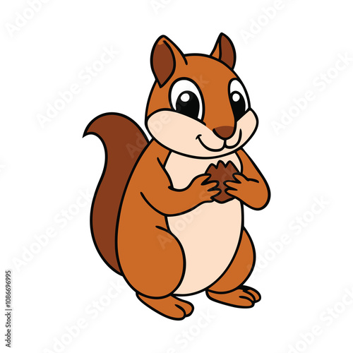 A chipmunk holding seeds in its pawson a white background.