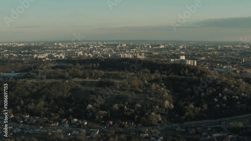 A bird's-eye view of Lviv suburbs of residential buildings on the outskirts of Lviv, Ukraine. Real condition, photo from a drone