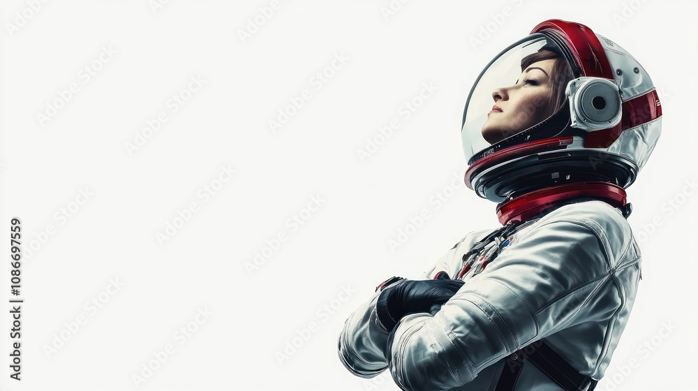 A confident astronaut in a space suit, symbolizing exploration and human achievement. A confident astronaut in a space suit, symbolizing exploration and human achievement.