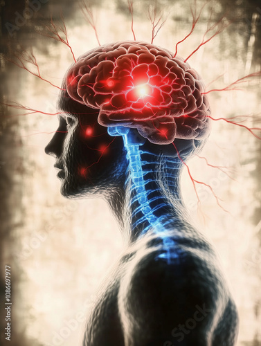 Profile of a human figure w...
