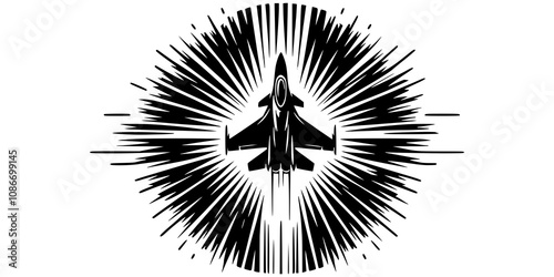 A fighter jet breaking the sound barrier, with a visual sonic boom effect surrounding the aircraft