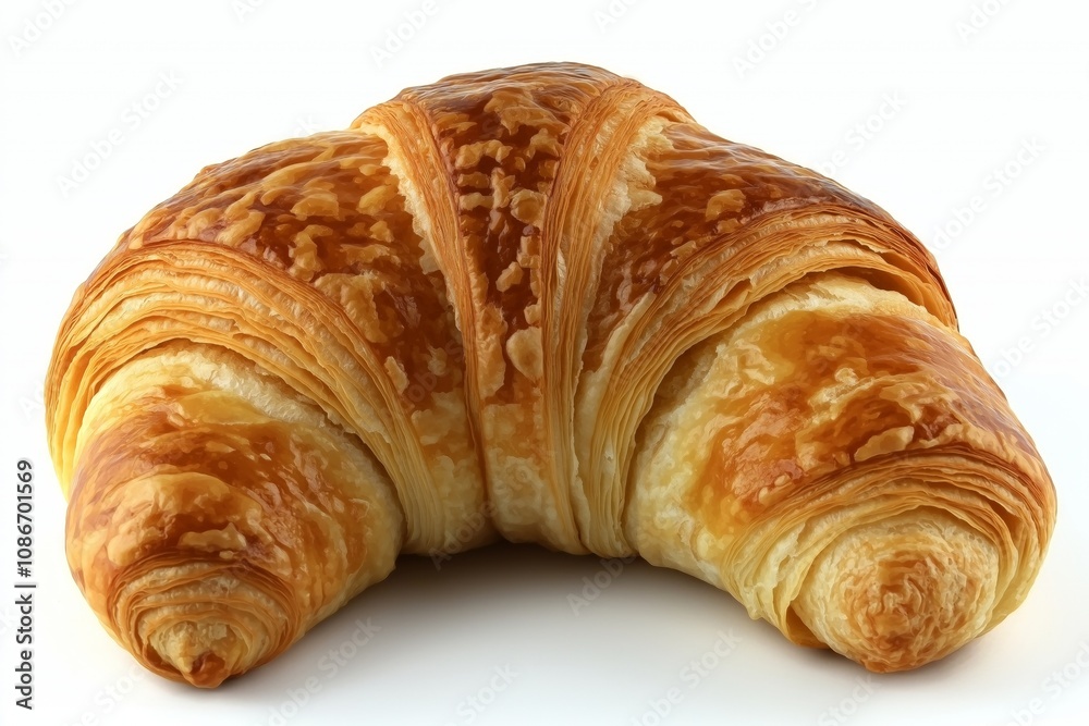 Single plain croissant on white background. Single plain croissant on white background.