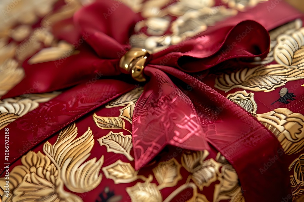 Elegant Red and Gold Gift: Festive Wrapping for Special Occasions Elegant Red and Gold Gift: Festive Wrapping for Special Occasions