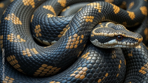 multi-colored snake close up view