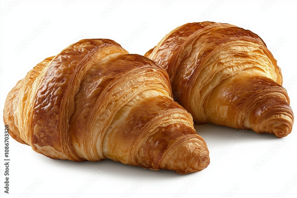 Single plain croissant on white background. Single plain croissant on white background.
