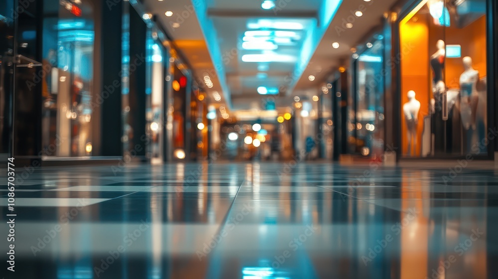 Fototapeta premium Shopping Mall Interior with Blurry Background