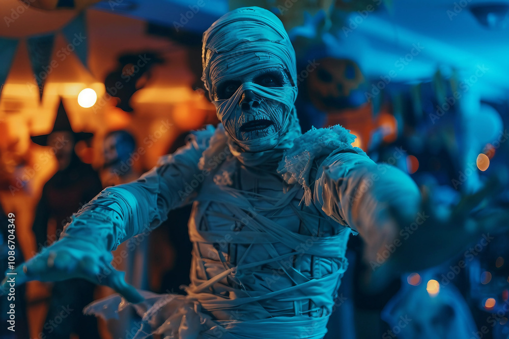 A halloween costume party celebration created generative AI A halloween costume party celebration created generative AI