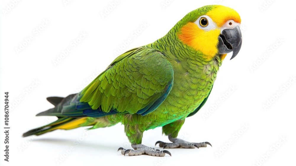 Yellow-Headed Amazon Parrot on White Background Yellow-Headed Amazon Parrot on White Background