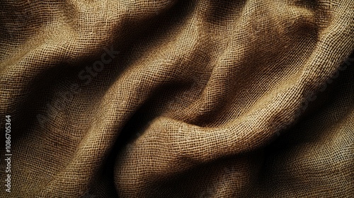 Close-up of textured burlap fabric, showcasing warm brown tones and natural fibers for a rustic feel.