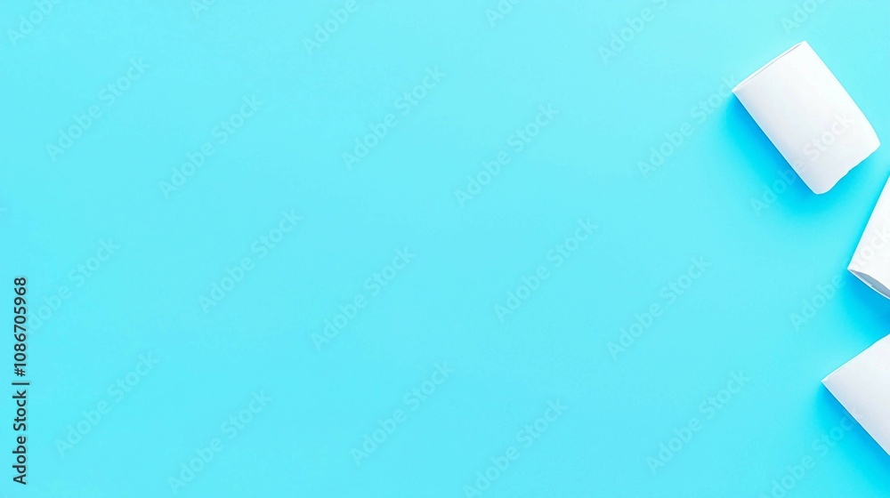 Soft white paper rolls on vibrant turquoise background, ideal for creative projects, crafts, or artistic inspiration, showcasing clean design and minimal aesthetics. Soft white paper rolls on vibrant turquoise background, ideal for creative projects, crafts, or artistic inspiration, showcasing clean design and minimal aesthetics.