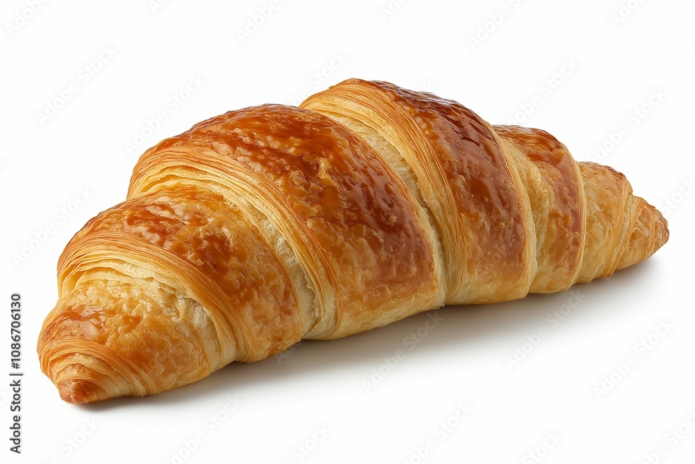 Single plain croissant on white background. Single plain croissant on white background.