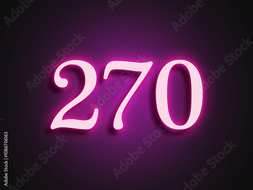 Pink glowing Neon light text effect of number 270. 