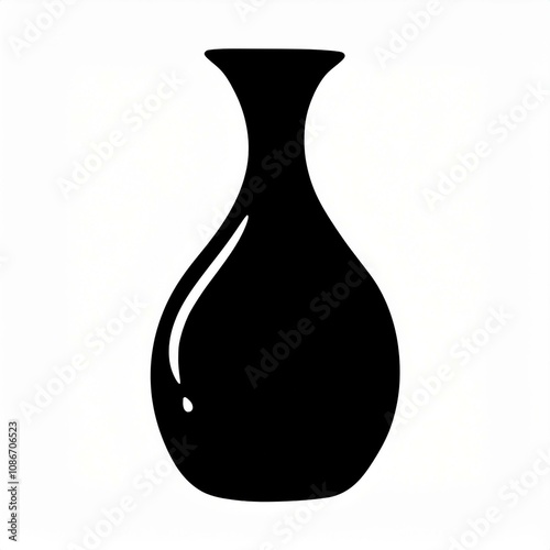 black hand drawn vase isolated on white