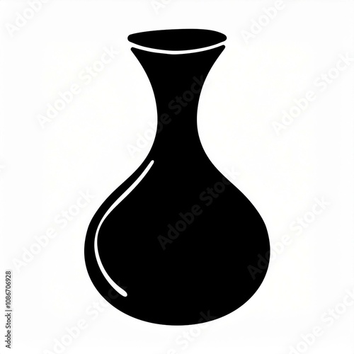 black hand drawn vase isolated on white