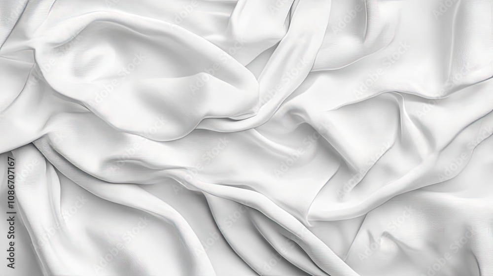 Obraz premium Close-up of soft, flowing white fabric creating a smooth and elegant texture.
