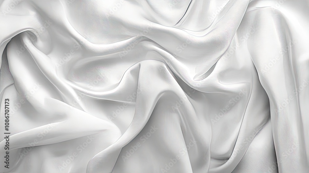 Obraz premium Elegant white satin fabric draped smoothly, showcasing its luxurious texture and softness.