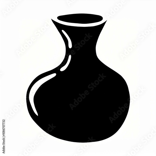 black hand drawn vase isolated on white